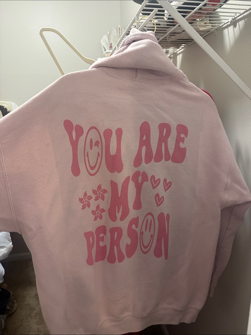 Gildan Pink Graphic Hoodie with 'You Are My Person' Print